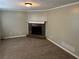 Living room with stone fireplace and neutral decor at 3506 Ten Oaks Ct, Powder Springs, GA 30127