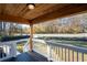 Covered front porch with wooden ceiling and view of the street at 5563 Austell Road #A, Austell, GA 30106