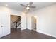 Spacious bedroom with hardwood floors and access to bathroom at 280 Briscoe Way # 38, Alpharetta, GA 30009