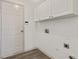 Laundry room with upper cabinets and vinyl flooring at 539 Easton Dr, Locust Grove, GA 30248