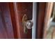 Close-up view of an antique crystal doorknob on a wood door at 1225 Clifton Rd, Atlanta, GA 30307