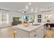 Open concept kitchen island with white quartz countertops and a view into the living room at 301 Heavenly Hollow Pl # 66, Mcdonough, GA 30253