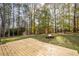 Wooden deck overlooking backyard with firepit at 322 Pioneer Cir, Woodstock, GA 30188