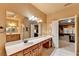 Elegant bathroom with double vanity and large mirror at 3565 Hickory Branch Trl, Suwanee, GA 30024