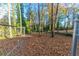 Wooded backyard with chain link fence and plenty of leaves at 2363 Dabney Ter, Atlanta, GA 30344
