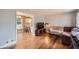Living room with hardwood floors and open concept to kitchen at 1374 Margarette Dr, Decatur, GA 30035