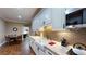 Basement kitchen features white shaker cabinets, granite counters, and a farmhouse sink at 4079 Bullock Bridge Rd, Loganville, GA 30052