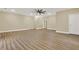 Finished basement with hardwood floors and ceiling fan at 271 Brooks Rackley Rd, Dallas, GA 30157