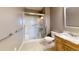 Updated bathroom with walk-in shower and grab bars at 300 Johnson Ferry Ne Rd # B611, Atlanta, GA 30328