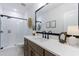 Modern bathroom with a walk-in shower, quartz countertop, and stylish vanity at 4992 Concert Ln, Marietta, GA 30066