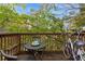 Private balcony with table, chairs, and two bicycles, offering treetop views at 890 Glendale Ne Ter # 7, Atlanta, GA 30309