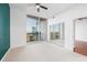 Bedroom with mirrored closet doors and city views at 3300 Windy Ridge Se Pkwy # 1113, Atlanta, GA 30339