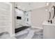Spa-like bathroom with marble shower and double vanity at 4562 Spring St, Acworth, GA 30101