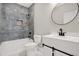 Modern bathroom with a blue marble shower and white vanity at 4562 Spring St, Acworth, GA 30101