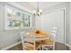 Bright dining area with a round table and four chairs, offering a view of the backyard at 2722 Ashworth Cir, Snellville, GA 30078