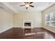 Spacious living room with hardwood floors, fireplace and ceiling fan at 431 Spring Gate Rd, Stone Mountain, GA 30087