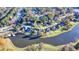 Aerial view of house on a lake in a quiet neighborhood at 1741 Mulberry Lake Dr, Dacula, GA 30019