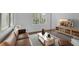 Living Room with brown leather couch, wood coffee table, and TV at 2080 Bluffton Way, Decatur, GA 30035