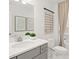 Stylish bathroom with a single vanity and shower/tub at 108 Aj Welch Jr Way, Mcdonough, GA 30252