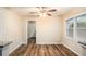 Dining area with hardwood floors and access to the kitchen at 1883 Meadow Ln, Decatur, GA 30032