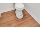 Simple, clean bathroom with a pedestal sink and wood-look vinyl flooring at 157 Reynolds Rd, Bowdon, GA 30108