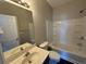 Clean bathroom with tub/shower combination and updated vanity at 3230 Mill Springs Cir, Buford, GA 30519