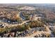 Aerial view of neighborhood, highlighting home location near school at 4480 Greycliff Pointe, Douglasville, GA 30135