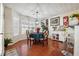 Bright dining room with hardwood floors and bay window at 3547 Valley Bluff Ln, Snellville, GA 30039