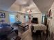Open living room with hardwood floors and a ceiling fan at 350 Chestnut Dr, Covington, GA 30016