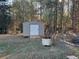 Metal storage shed in the backyard, great for extra storage at 350 Chestnut Dr, Covington, GA 30016
