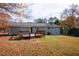 Back exterior of the home, featuring a wooden deck, and grassy backyard at 5760 Lakeview Dr, Powder Springs, GA 30127