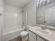 Bathroom with tub, toilet and vanity at 4293 Westglen Rd, Ellenwood, GA 30294