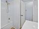 Updated bathroom with walk-in shower and white subway tile at 111 Charles Pl, Cumming, GA 30040
