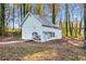 White outbuilding with metal roof in wooded area at 111 Charles Pl, Cumming, GA 30040