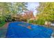 Inground pool with blue cover, surrounded by mature trees at 1845 Branch Valley Dr, Roswell, GA 30076