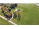 Aerial view showing home's location on a large lot with driveway at 102 Red Oak Ln, Carrollton, GA 30116