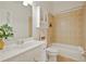 Clean, bright bathroom with tiled shower and white vanity at 5104 Davenport Pl, Roswell, GA 30075