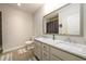 Basement bathroom with double vanity, marble countertop, and shower at 1560 Tapestry Rdg, Lawrenceville, GA 30045