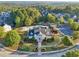 Aerial view of community amenities including clubhouse, pool, playground, and parking at 100 Academy Ln, Canton, GA 30114