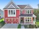 Inviting red two-story home featuring a front porch and attached garage at 100 Academy Ln, Canton, GA 30114