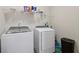 Laundry room with Samsung washer and dryer and wire shelving at 100 Academy Ln, Canton, GA 30114