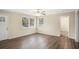 Bright living room featuring hardwood floors and ceiling fan at 1742 Lynn Ln, Decatur, GA 30032