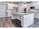 Modern kitchen with white cabinets, granite island, and stainless steel appliances at 301 Delta Dr, Mcdonough, GA 30252