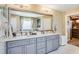 Elegant Primary bathroom with double vanity and gray cabinets at 120 Broad Meadows Ln, Fayetteville, GA 30215