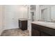 Bathroom with double vanity and tile flooring at 583 Millstone Dr, Jonesboro, GA 30238