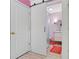 Bathroom with unique round glass shower and barn door at 4125 Crowder Nw Dr, Kennesaw, GA 30152