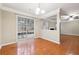 Bright dining area with hardwood floors and sliding glass doors leading to a patio at 3050 Centerglen Ln, Cumming, GA 30040