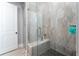 Walk-in shower with glass enclosure and bench at 655 Flower Farm Dr, Acworth, GA 30101