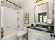 Modern bathroom with white vanity, tub, and tiled shower at 9129 Selborne Ln, Chattahoochee Hills, GA 30268