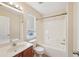 Clean bathroom, featuring a shower/tub combo, vanity with sink, and toilet at 2130 Cooper Lakes Dr, Grayson, GA 30017